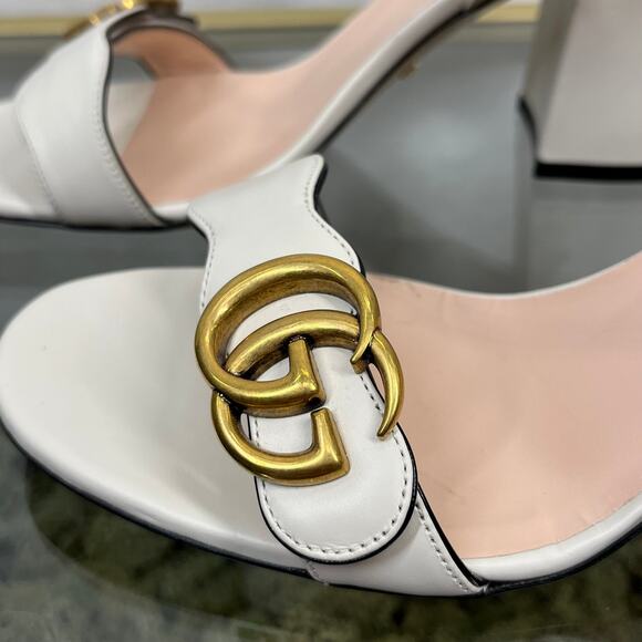 GUCCI GG Marmont White Heels Sandals SZ 38.5 - Picture 8 of 11